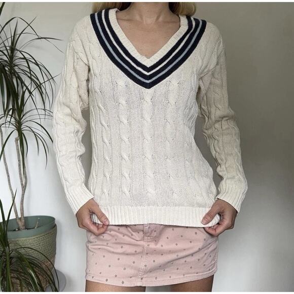 Polo Ralph Lauren Cricket Cable Knit Sweater Women's M Old Money Preppy Ivory - Picture 9 of 9